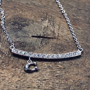 COACH Signature Pave Bar Necklace Silver